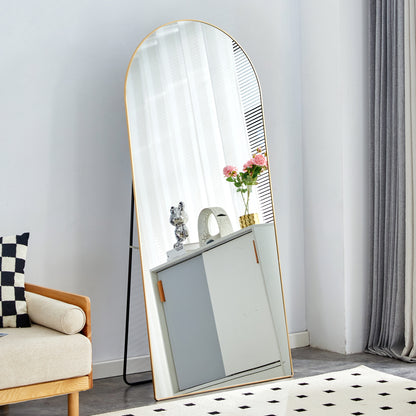 Metal Framed Arched Floor Standing Full-Length Mirror