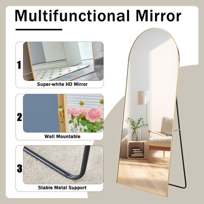 Metal Framed Arched Floor Standing Full-Length Mirror