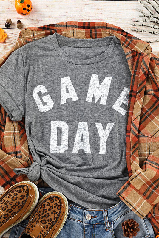 Camiseta gris con gráfico de cuello redondo GAME DAY