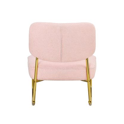 Pink Teddy Velvet Cushioned Rocking Chair W/ Golden Metal Legs