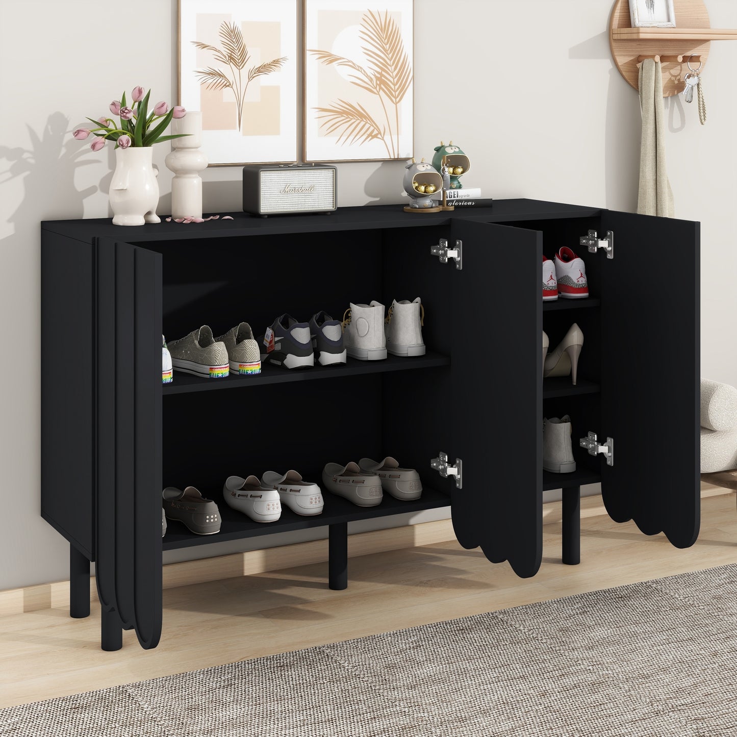 Black Minimalist Cabinet w/ Adjustable Shelves