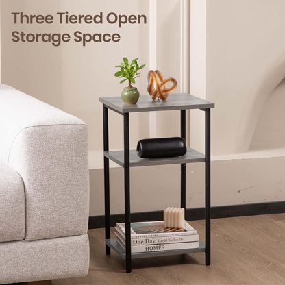 Grey Small Bedside Storage Table