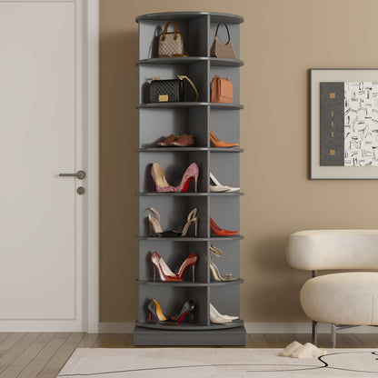 Gray 360 Rotating Shoe Cabinet