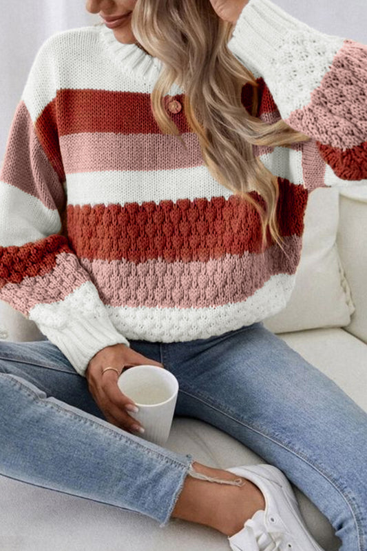 Striped Drop Sleeve Knitted Sweater