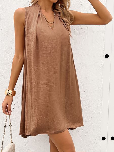 V-neck Chain Sleeveless Mini Dress