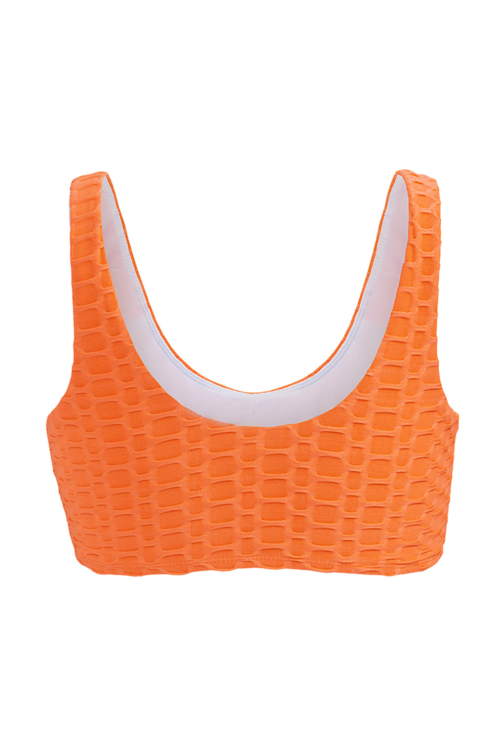 Top de bikini con textura de panal naranja