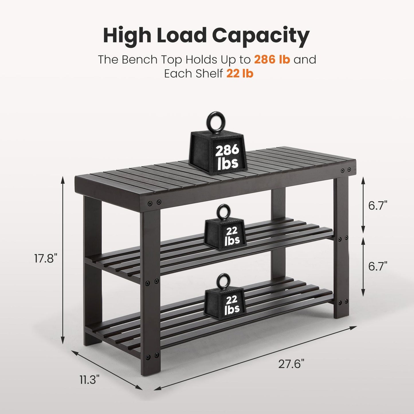 Brown 3-Tier Bamboo Shoe Rack Bench