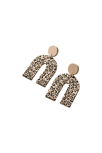 Pendientes en forma de puerta de acrílico con estampado de leopardo beige