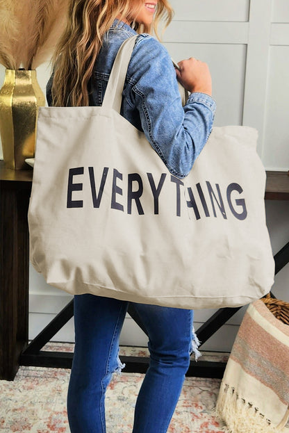 Negro 73*17*44cm EVERYTHING Bolso tote de lona grande con estampado de letras