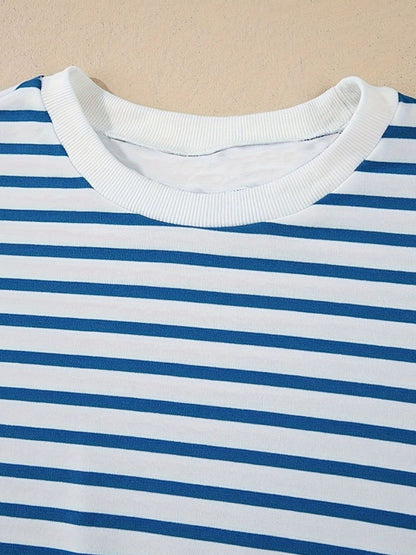 Striped Round Neck Long Sleeve Sweatshirt