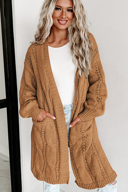 Hollow Knit Side Slits Cardigan