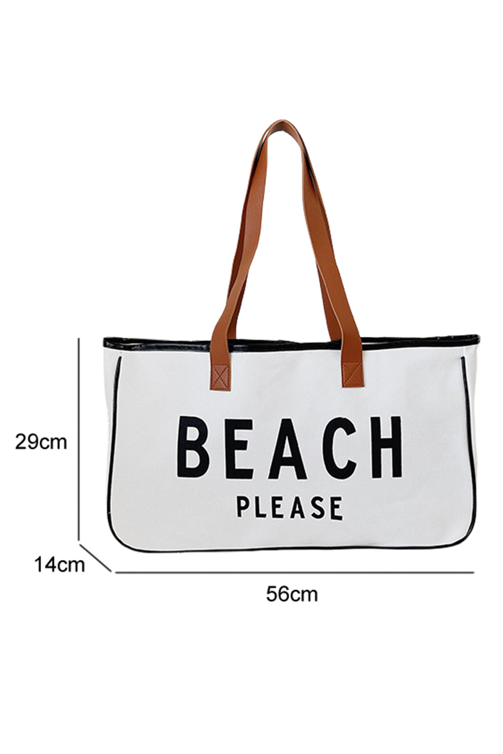 Bright White BEACH PLEASE Print Bolsa grande de lona