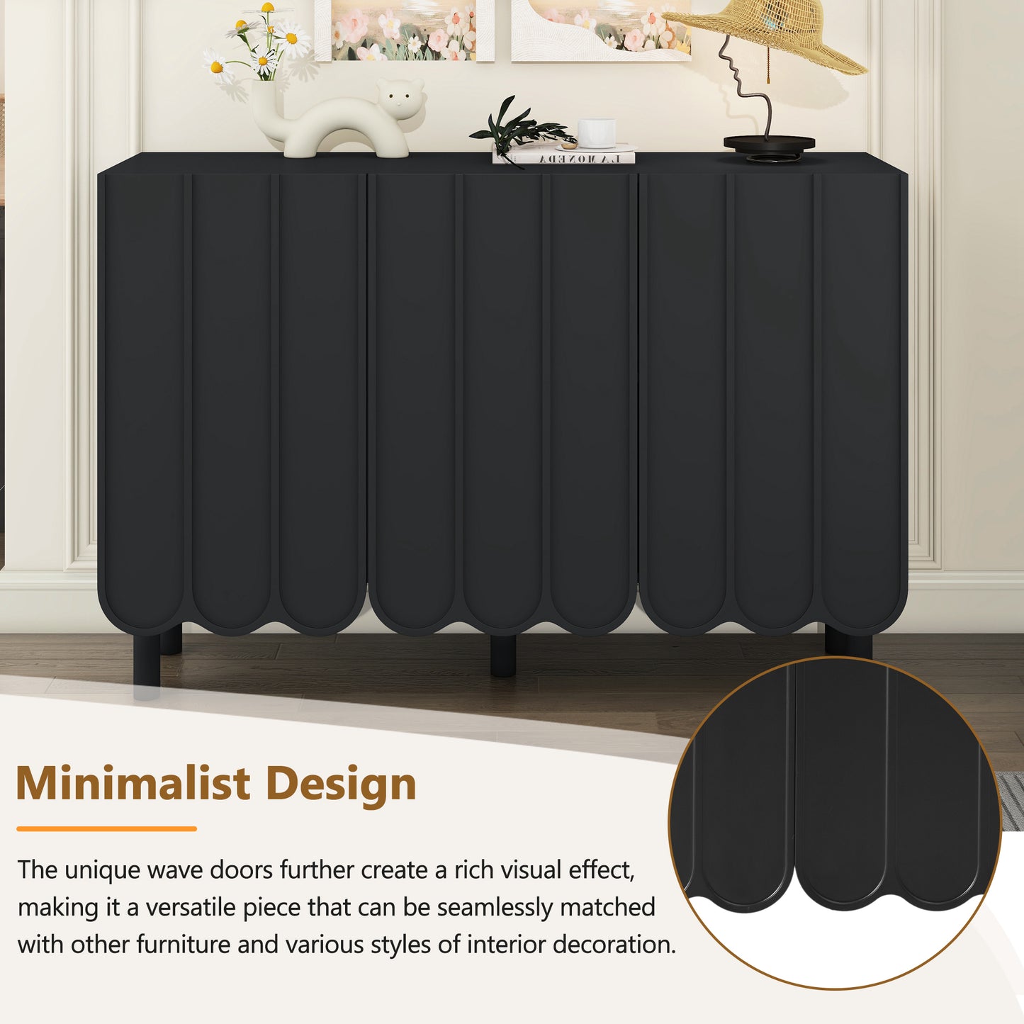 Black Minimalist Cabinet w/ Adjustable Shelves