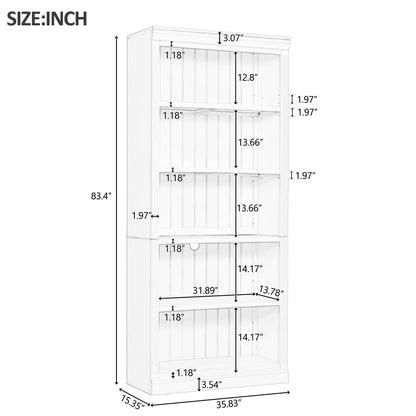 White Wood Bookcase w/ Adjustable Shelves