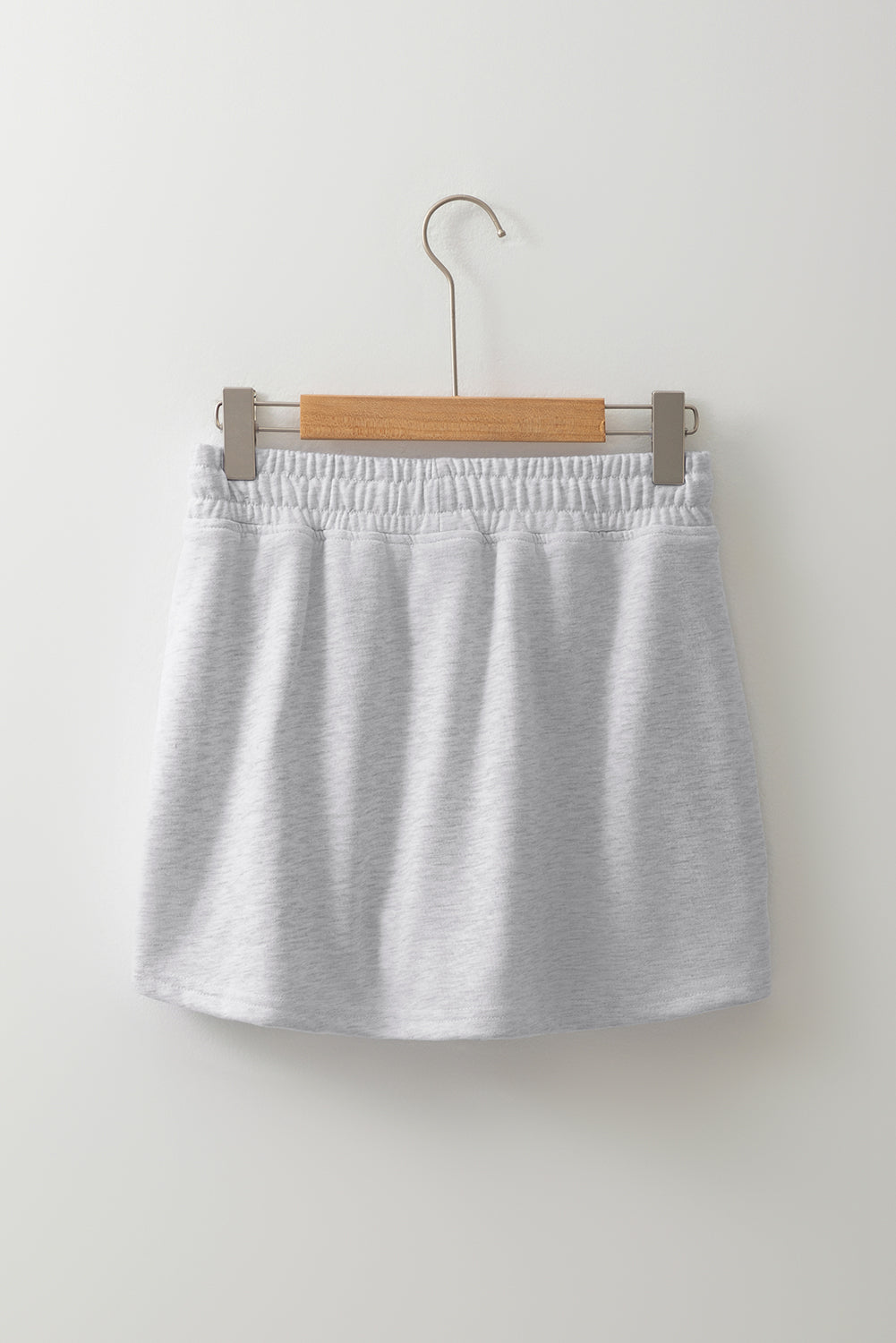 Light Grey French Terry Drawstring Mini Skort with Pockets