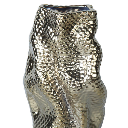 Modern Ceramic Vase w/ Gold Texture