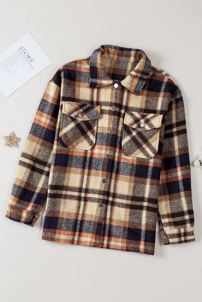 Plaid Button Front Pocket Shirt Shacket