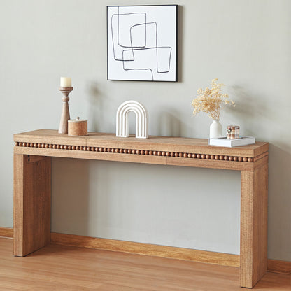 Natural Wood Console Table w/ Wood Beads Decoration