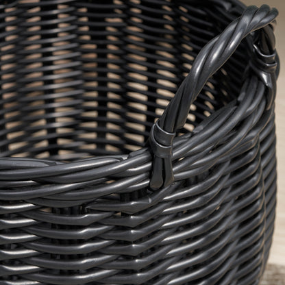 Black Woven Wicker Basket w/ Handles