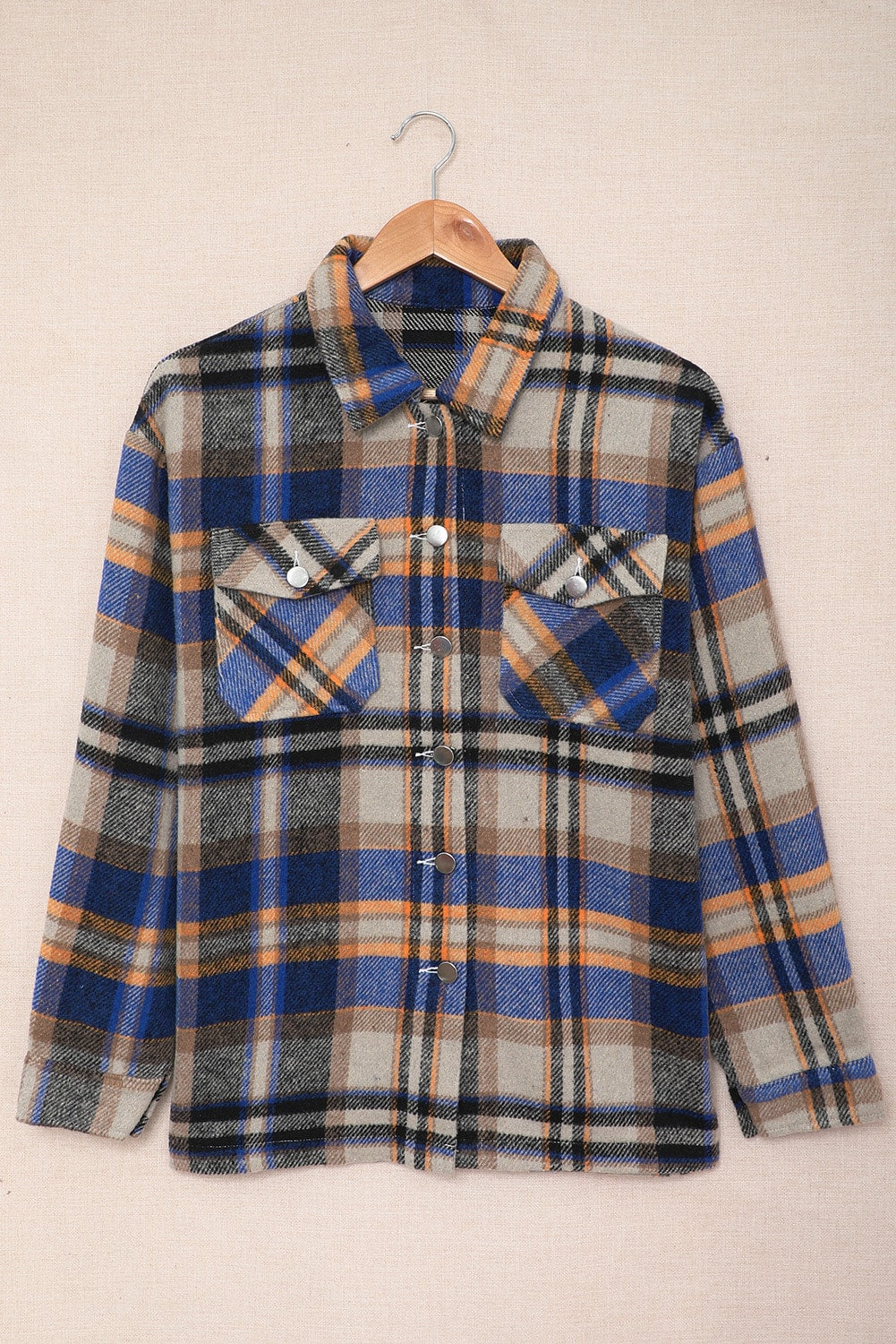 Plaid Button Front Pocket Shirt Shacket