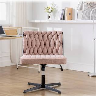 Pink Woven Armless Office Chair