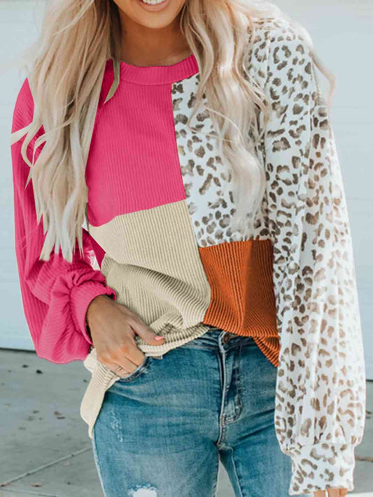 Leopard Round Neck Sweatshirt