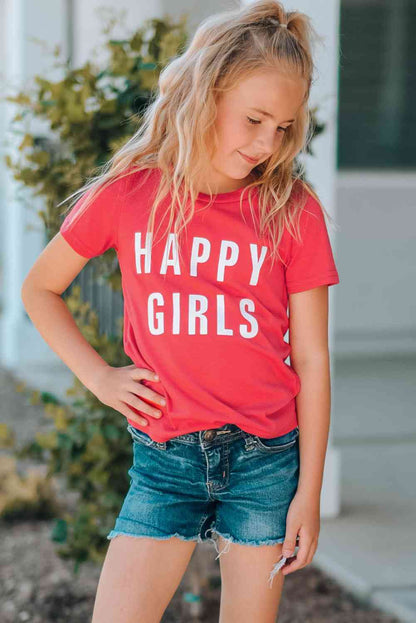 Camiseta de manga corta con estampado de letra para niñas