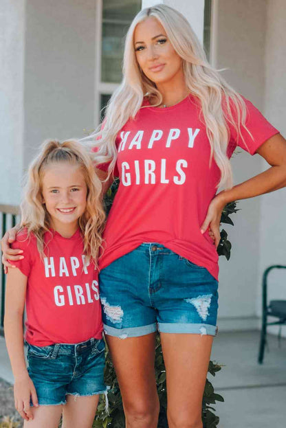 Camiseta de manga corta con estampado de letra para niñas