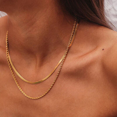 Collar De Doble Capa Chapado En Oro De 18 Quilates