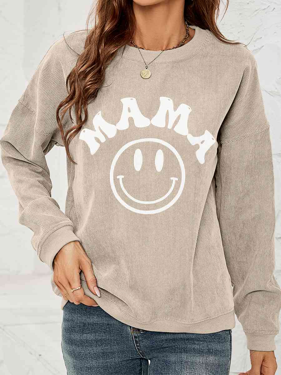 Rundhals-Langarm-Sweatshirt mit MAMA-Grafik