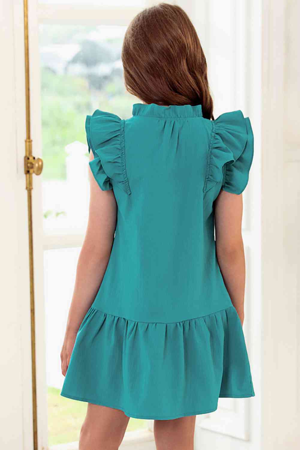 Tie Neck Flutter Sleeve Dress